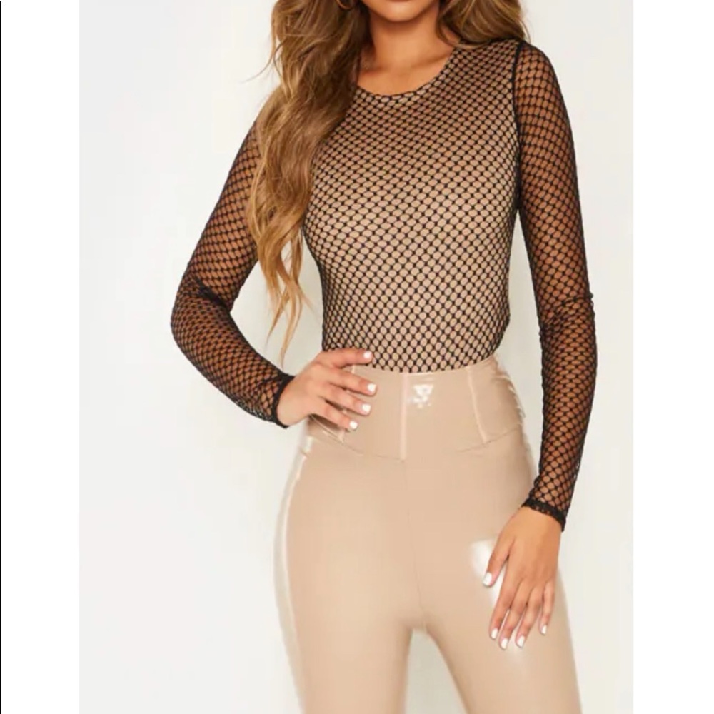 No k fishnet high leg bodysuit